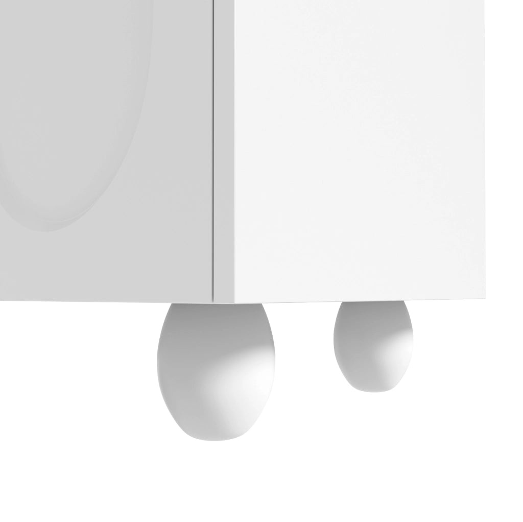 Mobile TV bianco 180 cm con gambe in legno e ampio spazio contenitore