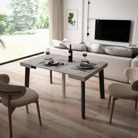 Consolle allungabile, 140x90x73cm, Per 6 persone, Gambe in legno, grigio cemento RF3033