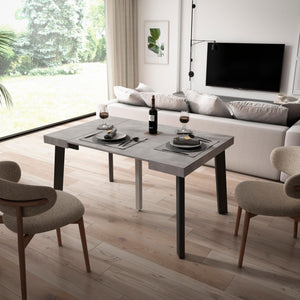 Consolle allungabile, 140x90x73cm, Per 6 persone, Gambe in legno, grigio cemento RF3033