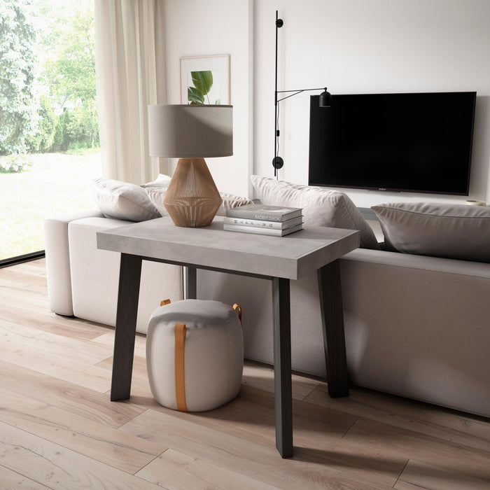 Consolle allungabile, 140x90x73cm, Per 6 persone, Gambe in legno, grigio cemento RF3033