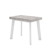 Consolle allungabile, 180x90x73cm, Per 8 persone, Gambe in legno, Bianco e grigio cemento RF2988