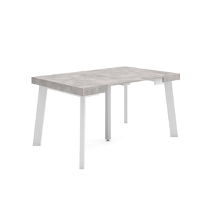Consolle allungabile, 140x90x73cm, Per 6 persone, Gambe in legno, grigio cemento RF3121