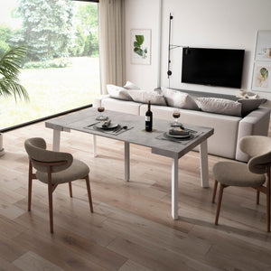 Consolle allungabile, 180x90x73cm, Per 8 persone, Gambe in legno, grigio cemento RF2991