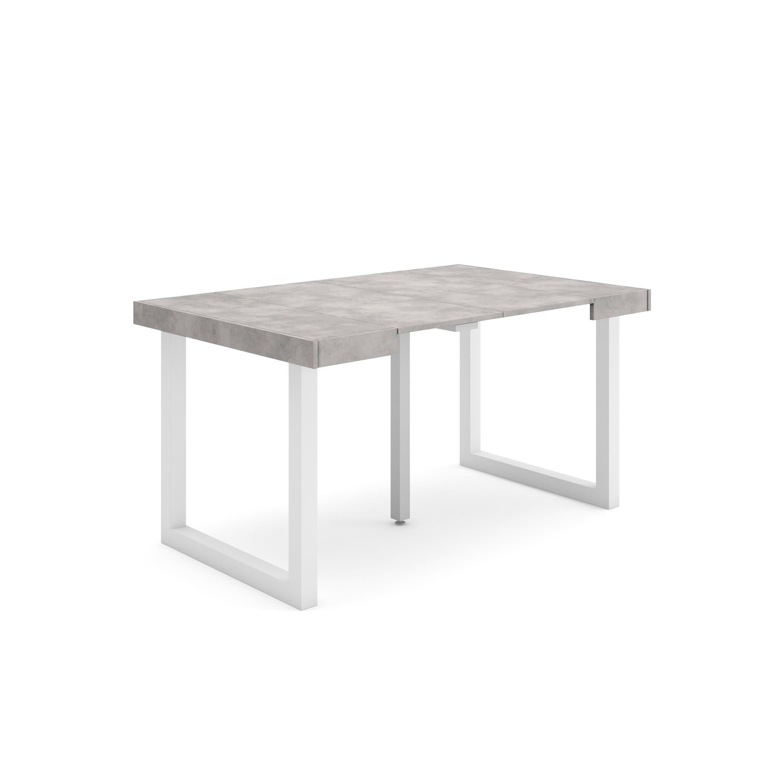 Consolle allungabile, 58 fino 140x90x73cm, Per 6 persone, Gambe in legno, grigio cemento RF2716