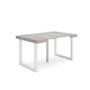 Consolle allungabile, 58 fino 140x90x73cm, Per 6 persone, Gambe in legno, grigio cemento RF2716