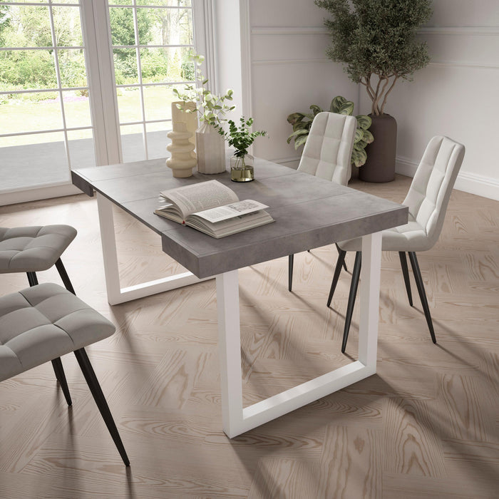 Consolle allungabile, 58 fino 140x90x73cm, Per 6 persone, Gambe in legno, grigio cemento RF2716