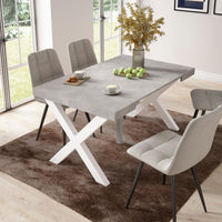 Consolle allungabile, 58 fino 140x90x73cm, Per 6 persone, Gambe in legno, grigio cemento RF2721