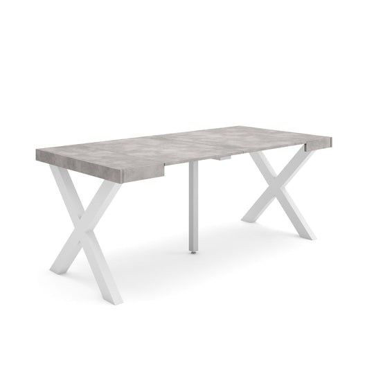 Consolle allungabile, 58 fino 180x90x73cm, Per 8 persone, Gambe in legno, grigio cemento RF2770