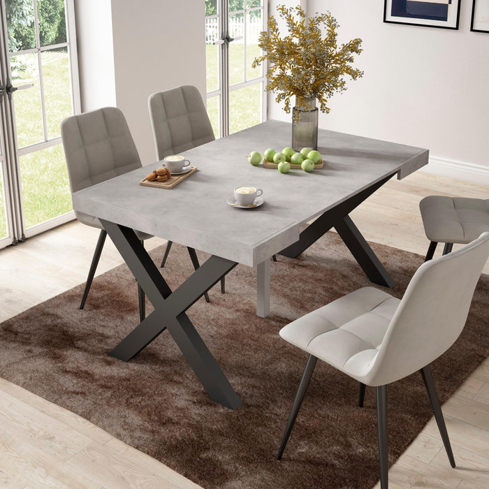 Consolle allungabile, 58 fino 140x90x73cm, Per 6 persone, Gambe in legno, grigio cemento RF2733