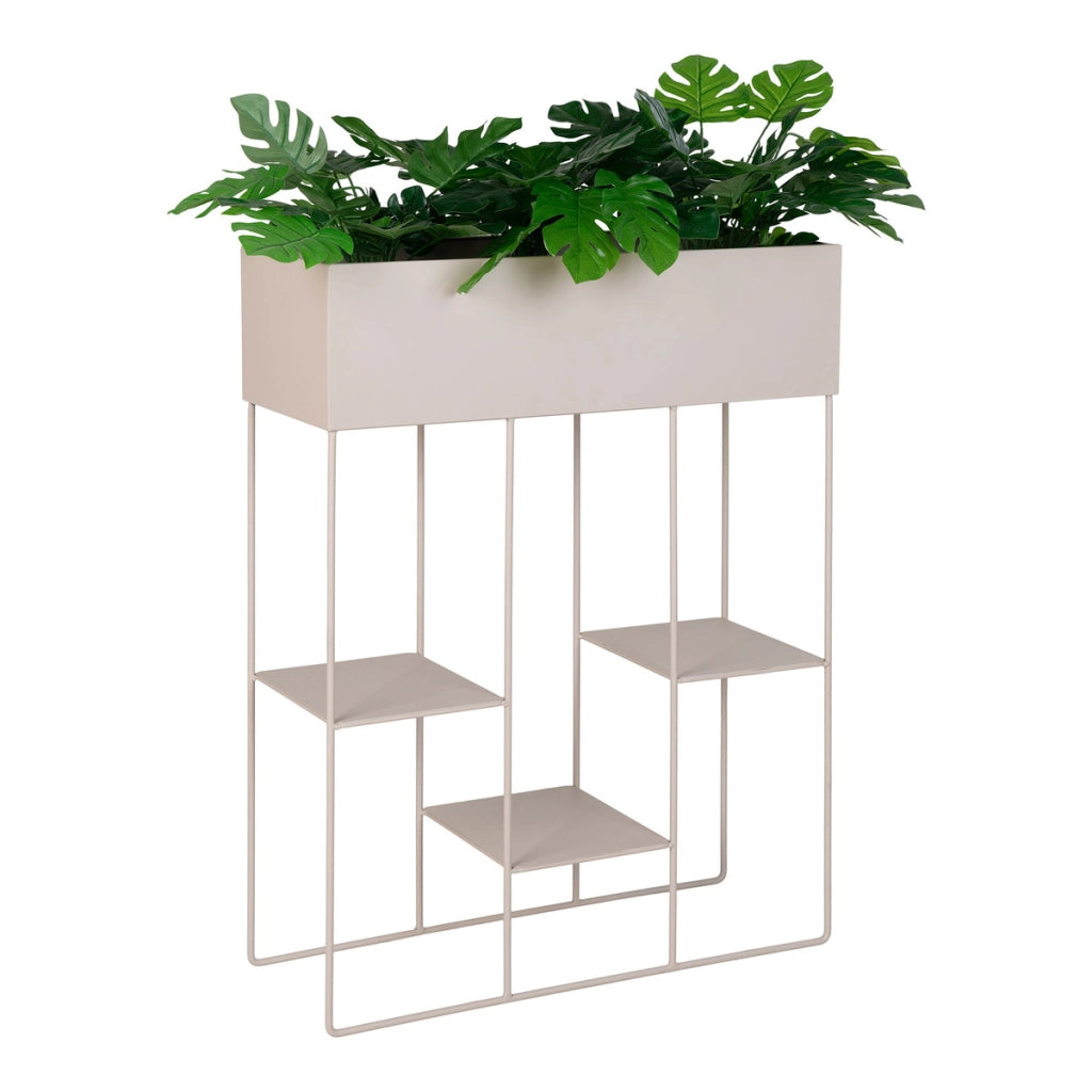 Fioriera Rabo in Acciaio Color Sabbia con 3 Ripiani — 25×60×80 cm