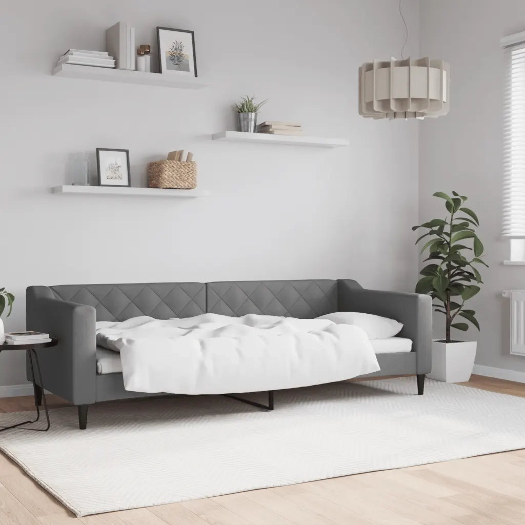 Letto singolo | Letto per adulti | Letto da Giorno Grigio Scuro 80x200 cm in Tessuto