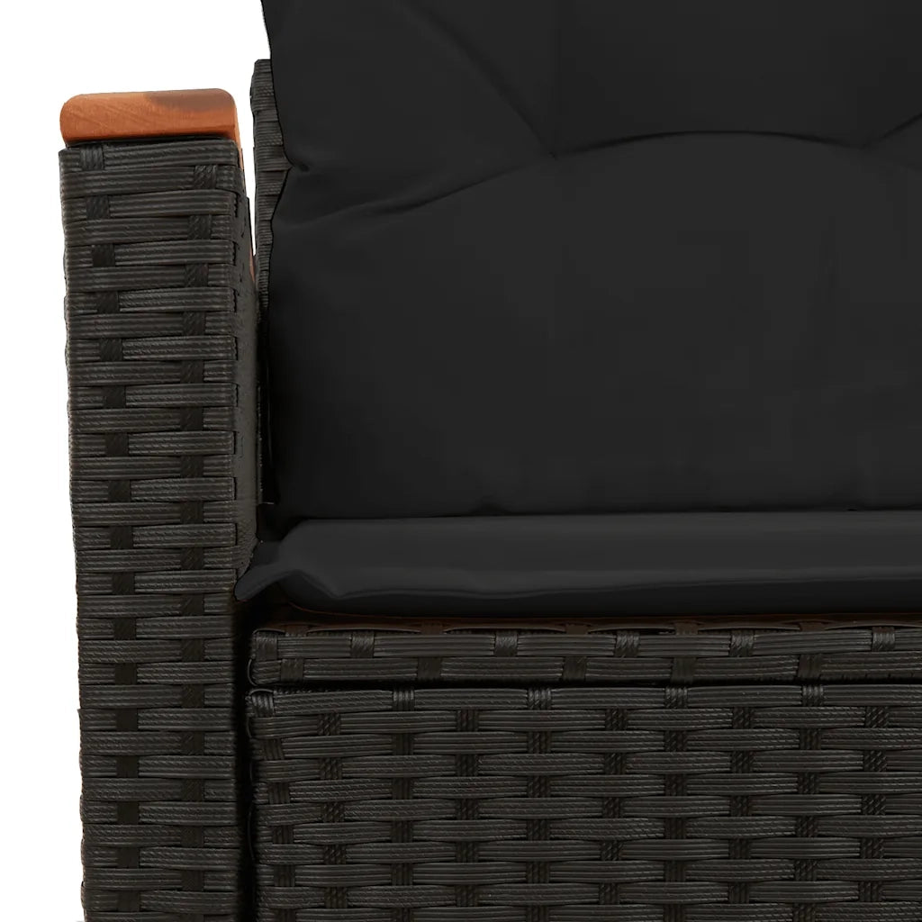 Divano da giardino con cuscini 2 Posti-Sofa da Giardino-Divano da esterno nero in polyrattan 996873