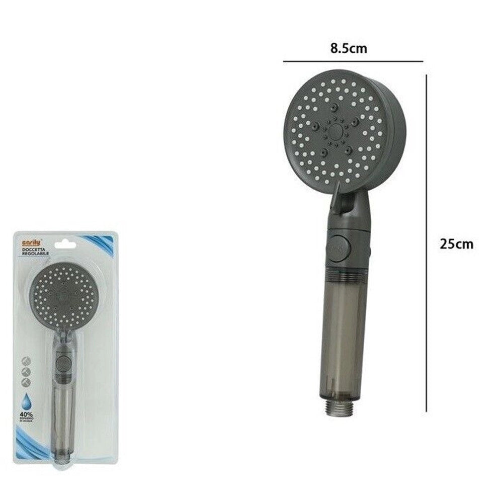 Trade Shop - Doccetta Multigetto Soffione Doccia Filtrato Bagno Pulsante Moderno Filtro Grigio 87528 -