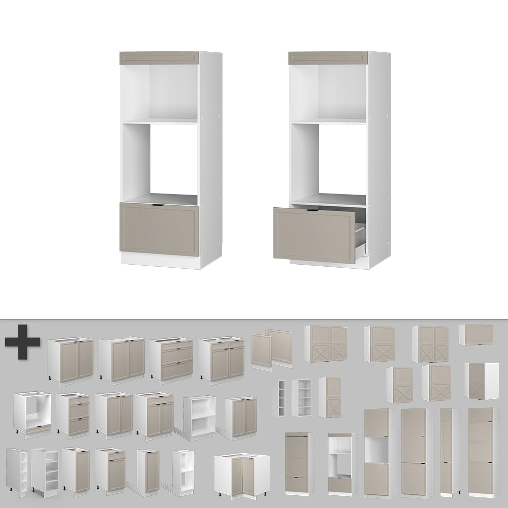 Mobile cucina microonde Fame-Line GrigioBeige/Bianco 60 cm aperto Vicco