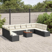 Set Divano da Giardino con cuscino 11 pcs Nero polyrattan 3348006