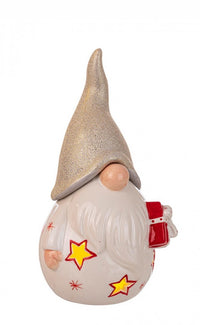 Babbo Natale Cheerful bianco con regalo e LED