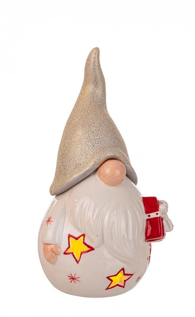 Babbo Natale Cheerful bianco con regalo e LED