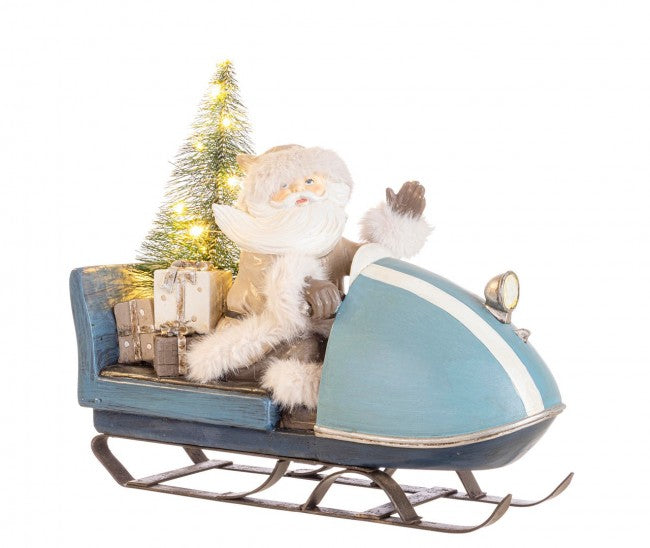 Babbo Natale Danish con slitta blu e LED