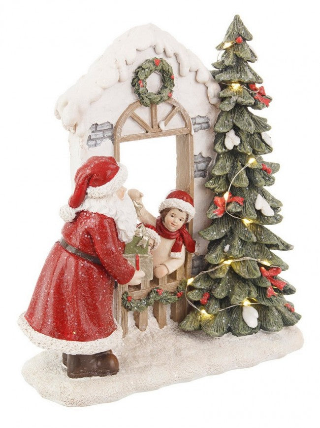 Casa Marien Babbo Natale con bambini 22x22.5H e LED