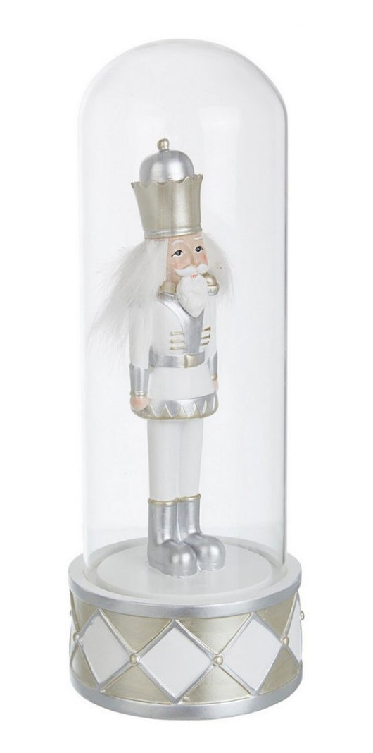 Campana vetro Galles con soldatino bianco-oro H32