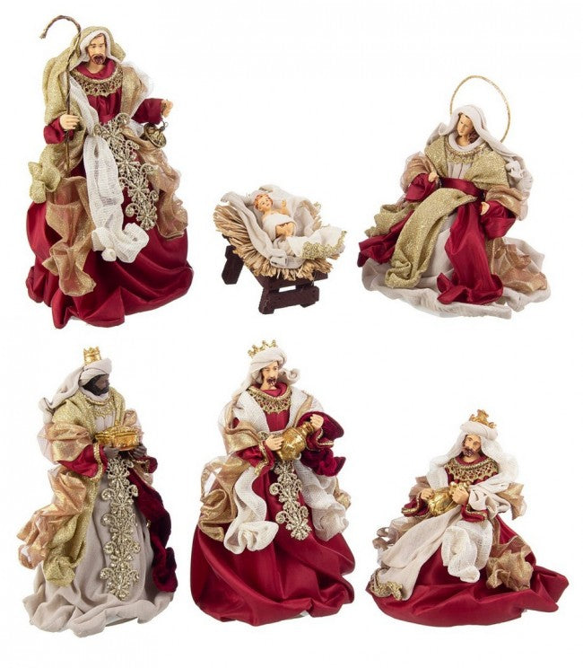 Natività 6 figure Fastosa bordeaux small