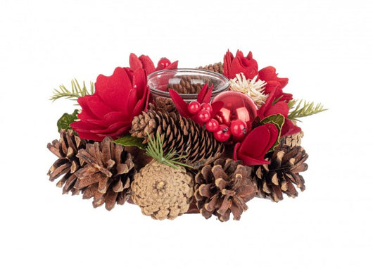 Portacandela 1 pezzo Alissa rosso-naturale