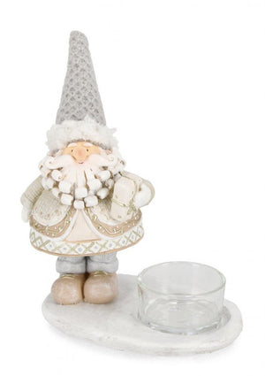 Portacandela 1 pezzo Charel Babbo Natale con regalo