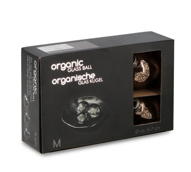 Confezione da 6 pendagli vetro Organic marrone D60 assortiti