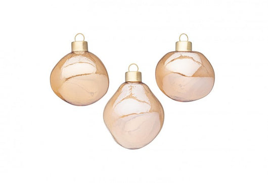 Confezione da 6 pendagli vetro Organic champagne luminoso D60 assortiti