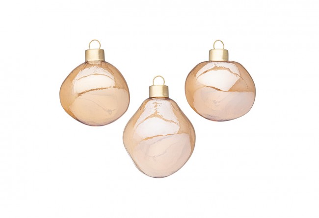 Confezione da 6 pendagli vetro Organic champagne luminoso D60 assortiti