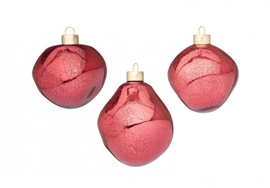 Confezione da 3 pendagli vetro Organic rosso D80 assortiti