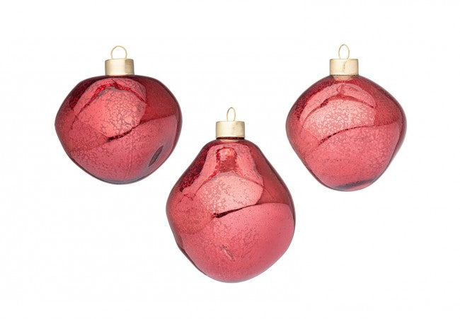 Confezione da 3 pendagli vetro Organic rosso D80 assortiti