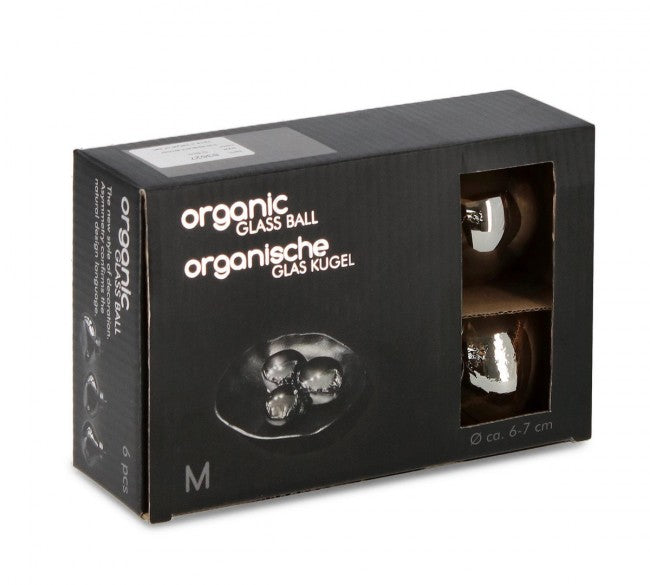 Confezione da 6 pendagli vetro Organic champagne luminoso D60 assortiti