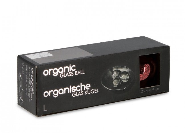 Confezione da 3 pendagli vetro Organic rosso D80 assortiti