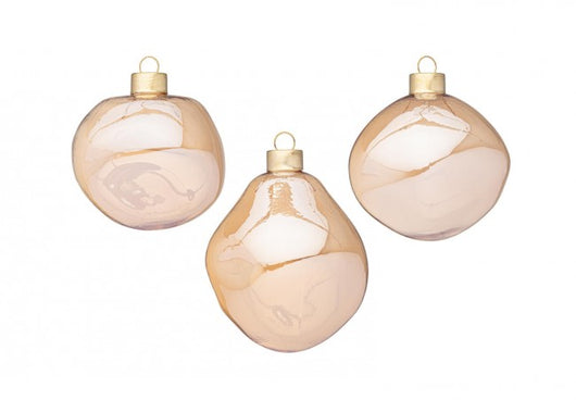 Confezione da 3 pendagli vetro Organic champagne D80 assortiti