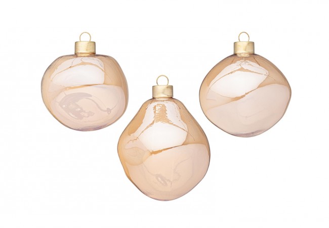 Confezione da 3 pendagli vetro Organic champagne D80 assortiti