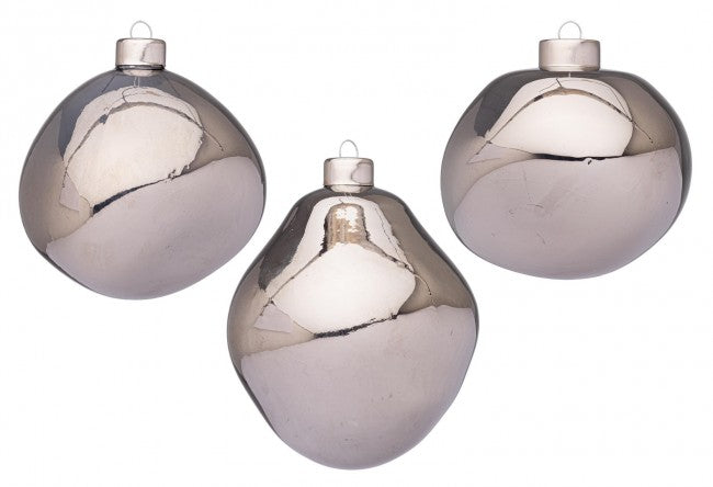 Confezione da 3 pendagli vetro Organic champagne luminoso D100 assortiti