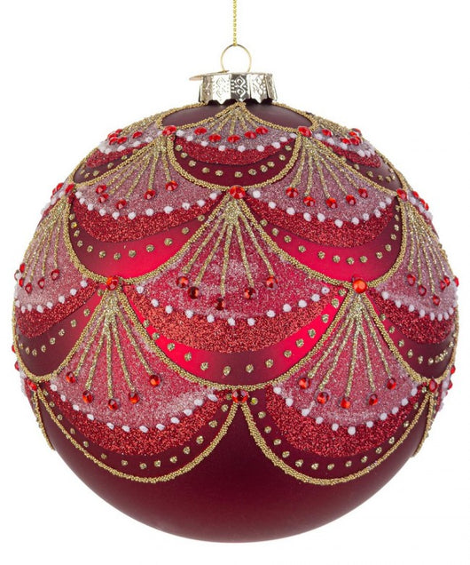 Sfera vetro Glitz rosso D150