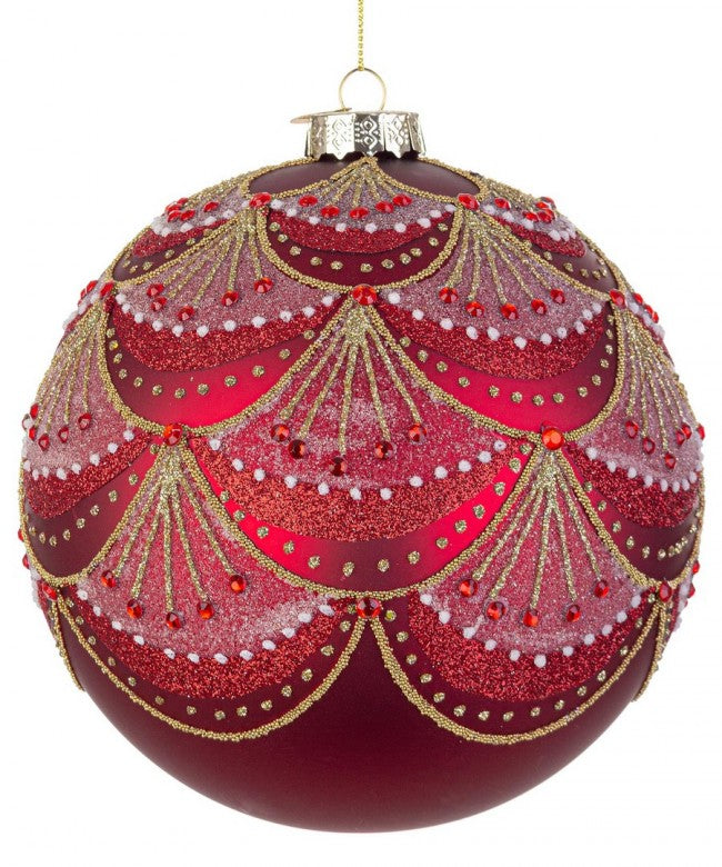 Sfera vetro Glitz rosso D150