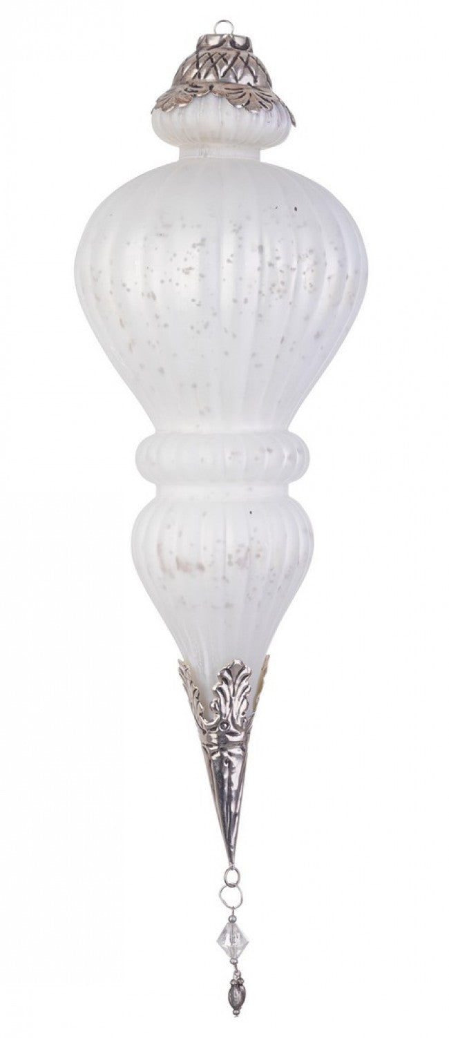 Pendaglio vetro Blaze goccia bianco opaco H37