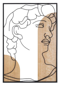 Pannello decorativo 3D David in metallo e legno - cm 55x2x80