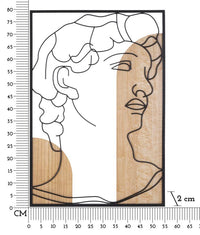 Pannello decorativo 3D David in metallo e legno - cm 55x2x80