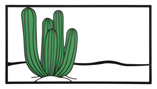Pannello decorativo 3D murale cactus in metallo cm 60x1,3x33