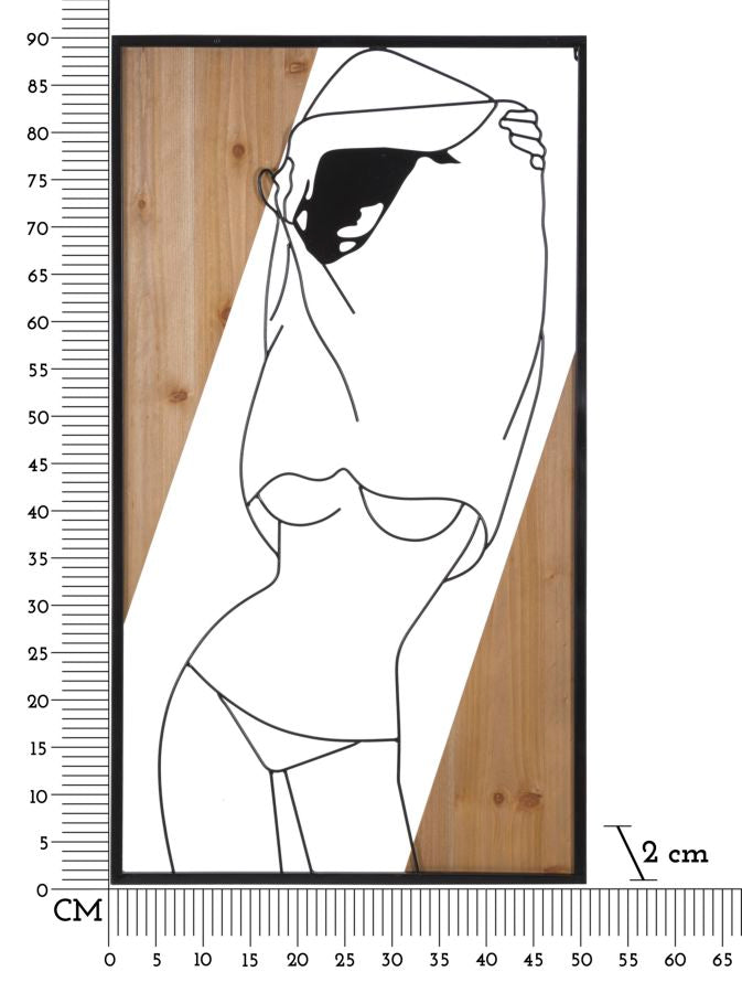 Pannello Decorativo da Parete - Combinazione di Ferro e Legno 50x2x90 cm