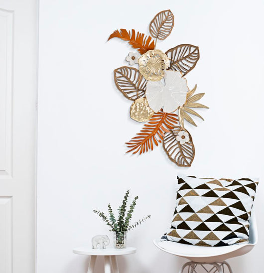 Pannello Decorativo in Ferro Stile Bouquet 50,8x7x87 cm