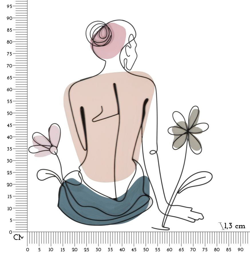 Pannello murale femminile con fiori cm 80x1,3x90