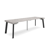 Consolle allungabile, 262x90x73cm, Per 12 persone, Gambe in legno, grigio cemento RF3022