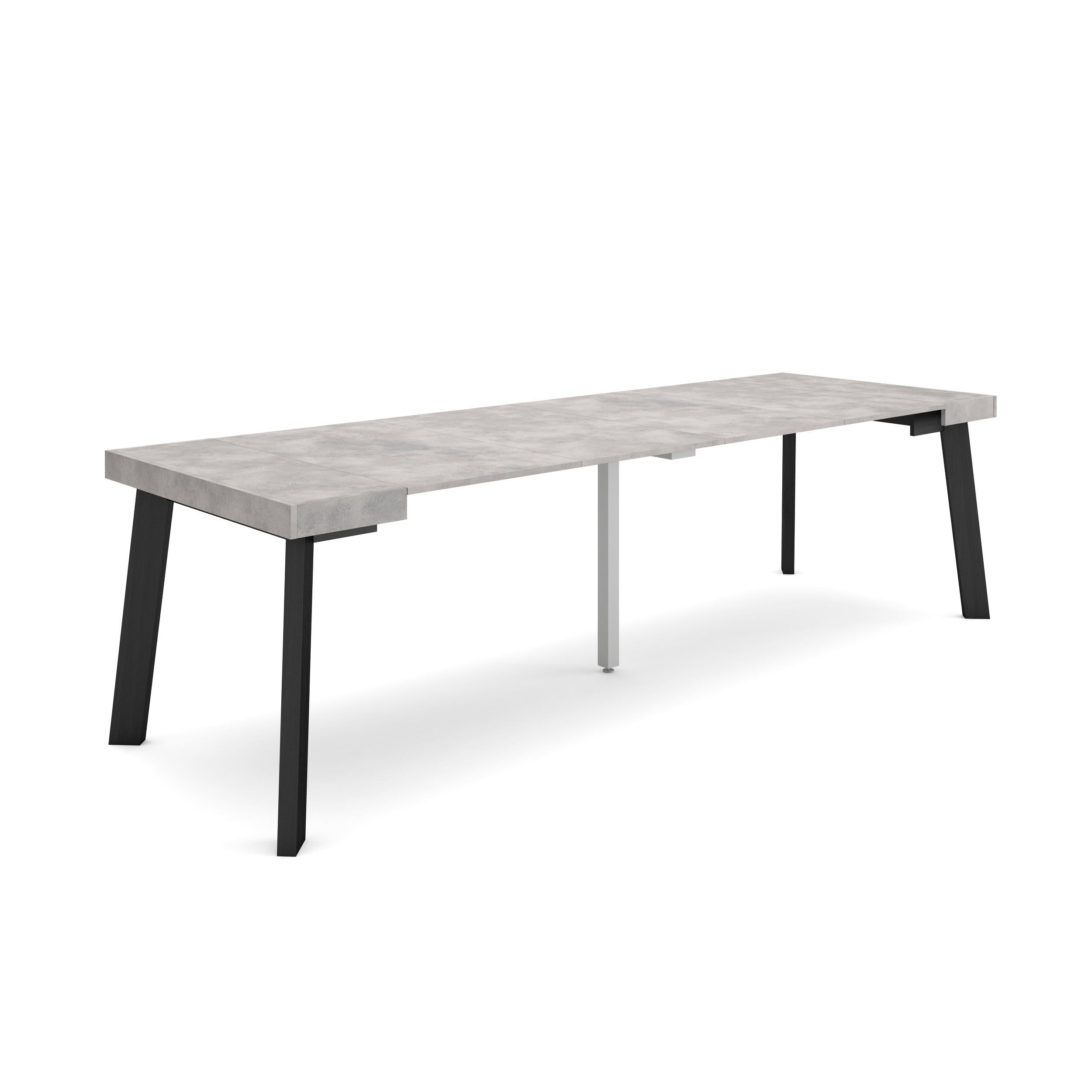 Consolle allungabile, 262x90x73cm, Per 12 persone, Gambe in legno, grigio cemento RF3022