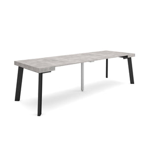 Consolle allungabile, 262x90x73cm, Per 12 persone, Gambe in legno, grigio cemento RF3022