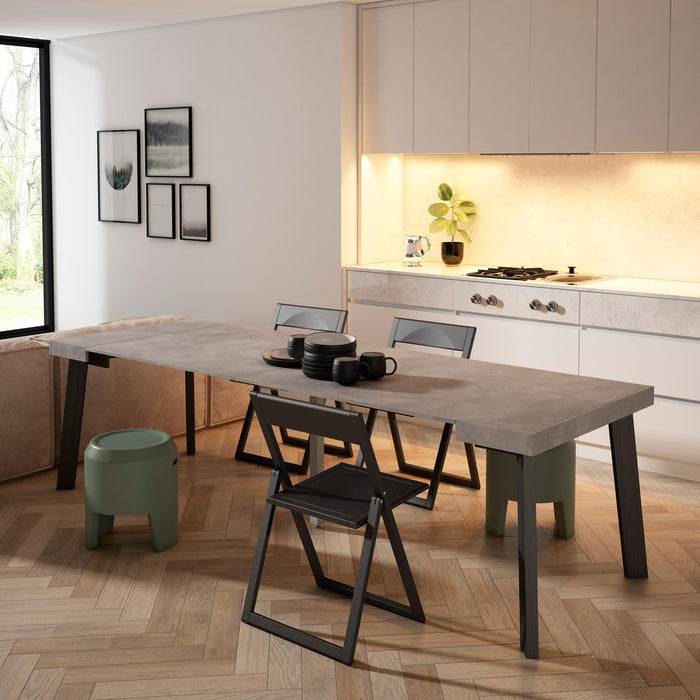 Consolle allungabile, 262x90x73cm, Per 12 persone, Gambe in legno, grigio cemento RF3022